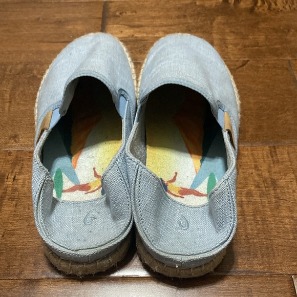 OluKai Light Blue Canvas Kuala Pa'a Kapa Slip On Espadrille - Picture 4 of 7